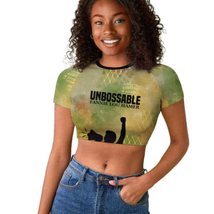 Fannie Lou Hamer Raglan Cropped T shirt Unbossable Quote Design Protest Silhouettes and Voting Rights Tribute - African Pride