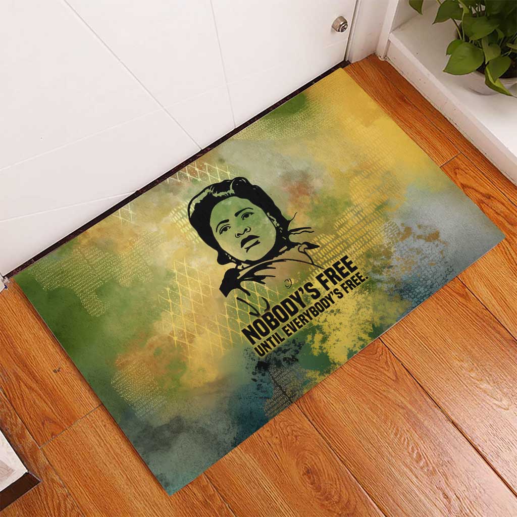 Fannie Lou Hamer Rubber Doormat Unbossable Quote Design Protest Silhouettes and Voting Rights Tribute - African Pride