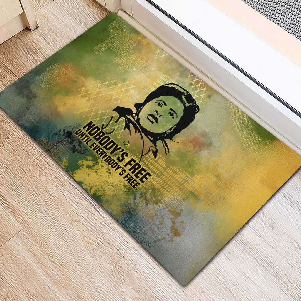 Fannie Lou Hamer Rubber Doormat Unbossable Quote Design Protest Silhouettes and Voting Rights Tribute - African Pride
