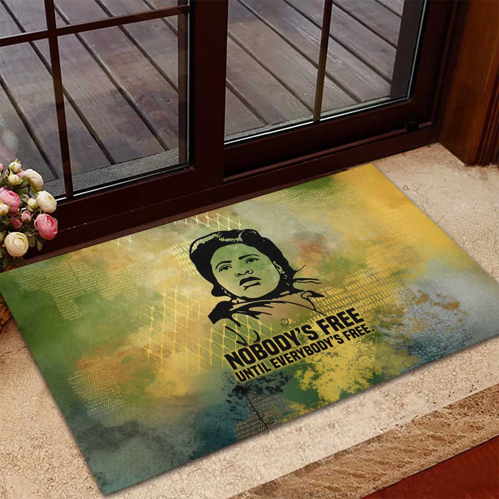 Fannie Lou Hamer Rubber Doormat Unbossable Quote Design Protest Silhouettes and Voting Rights Tribute - African Pride