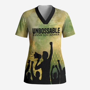 Fannie Lou Hamer Scrub Top Unbossable Quote Design Protest Silhouettes and Voting Rights Tribute - African Pride