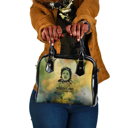 Fannie Lou Hamer Shoulder Handbag Unbossable Quote Design Protest Silhouettes and Voting Rights Tribute - African Pride