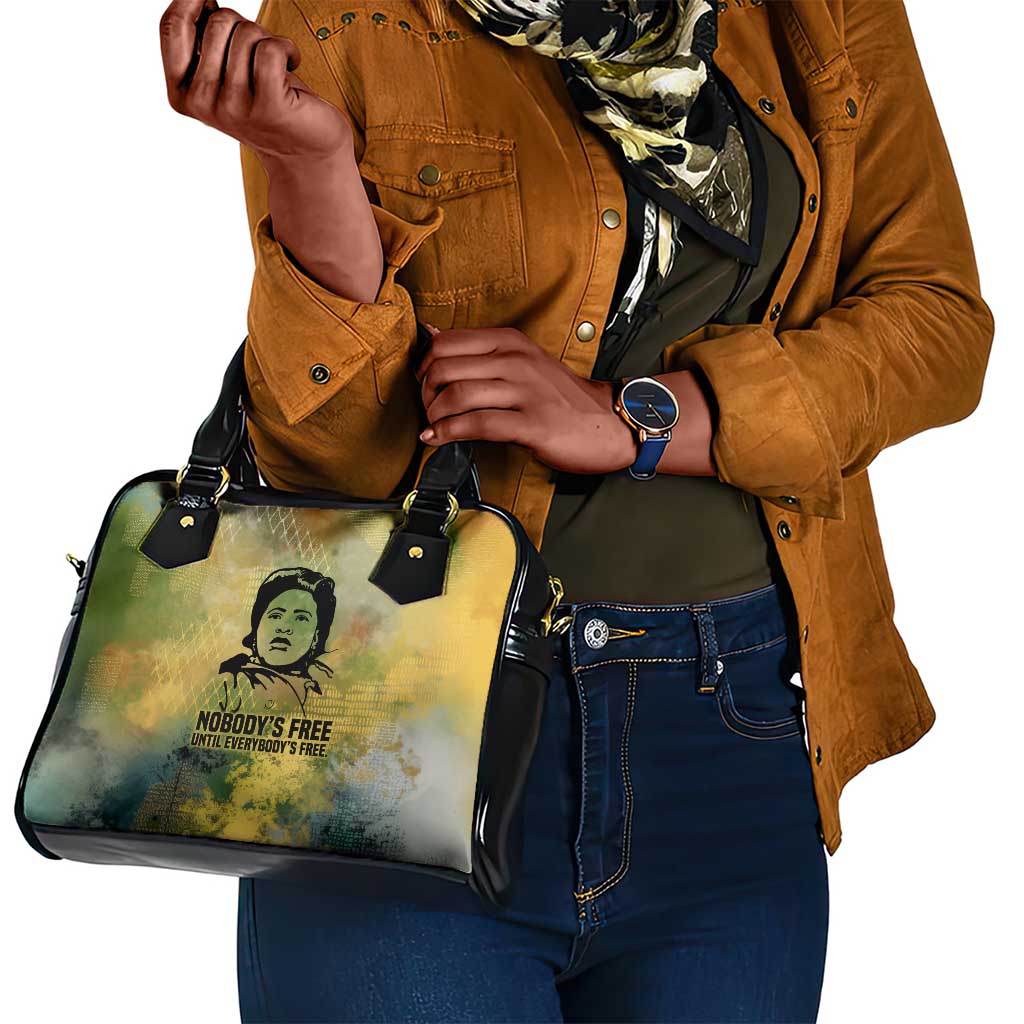 Fannie Lou Hamer Shoulder Handbag Unbossable Quote Design Protest Silhouettes and Voting Rights Tribute - African Pride