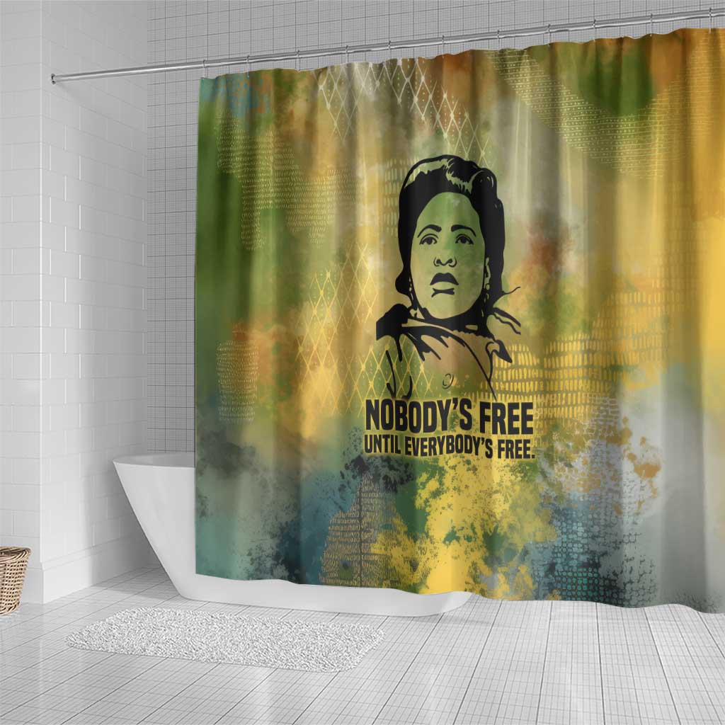 Fannie Lou Hamer Shower Curtain Unbossable Quote Design Protest Silhouettes and Voting Rights Tribute - African Pride