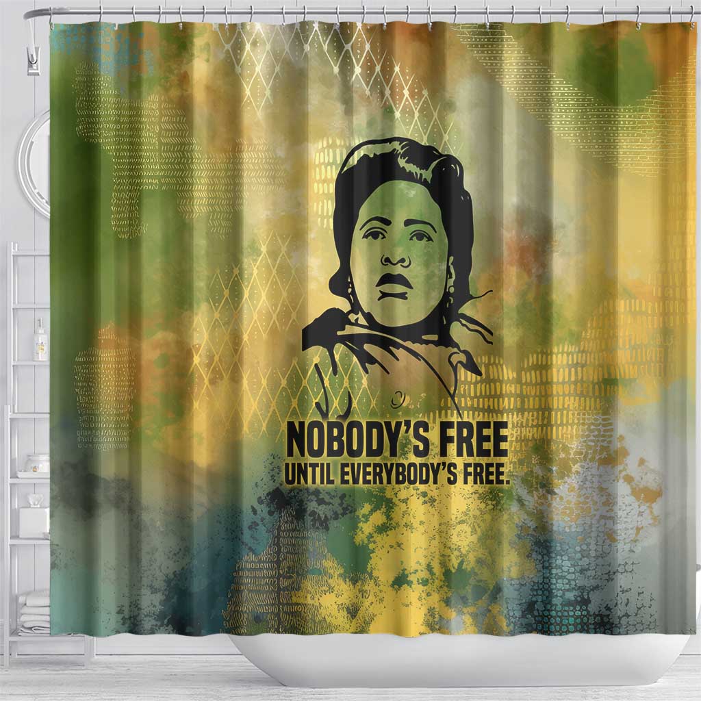 Fannie Lou Hamer Shower Curtain Unbossable Quote Design Protest Silhouettes and Voting Rights Tribute - African Pride