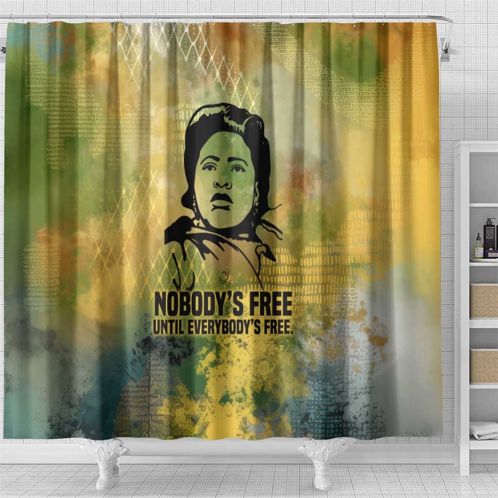 Fannie Lou Hamer Shower Curtain Unbossable Quote Design Protest Silhouettes and Voting Rights Tribute - African Pride