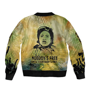 Fannie Lou Hamer Sleeve Zip Bomber Jacket Unbossable Quote Design Protest Silhouettes and Voting Rights Tribute - African Pride