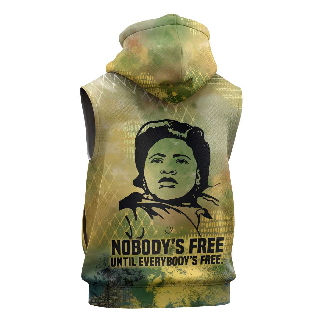 Fannie Lou Hamer Sleeveless Zip Hoodie Unbossable Quote Design Protest Silhouettes and Voting Rights Tribute - African Pride