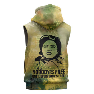Fannie Lou Hamer Sleeveless Zip Hoodie Unbossable Quote Design Protest Silhouettes and Voting Rights Tribute - African Pride