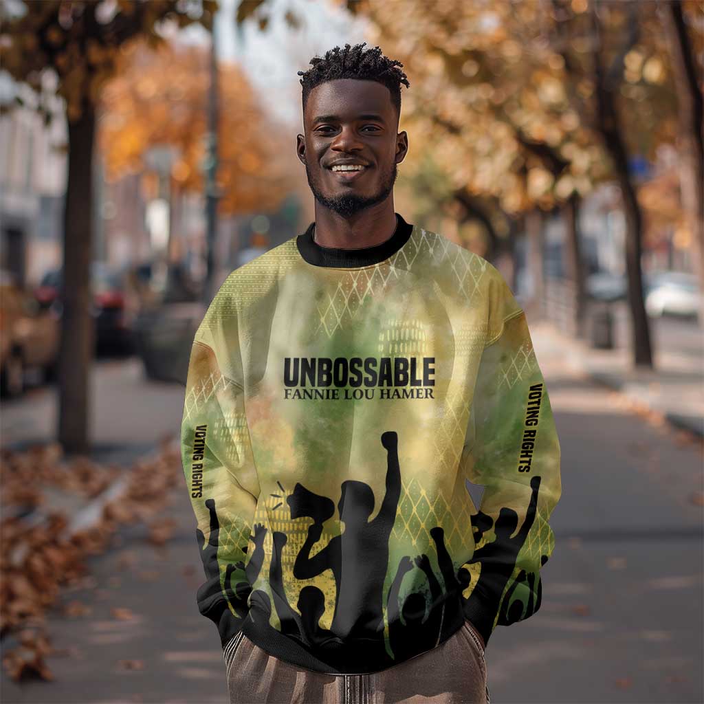 Fannie Lou Hamer Sweatshirt Unbossable Quote Design Protest Silhouettes and Voting Rights Tribute - African Pride