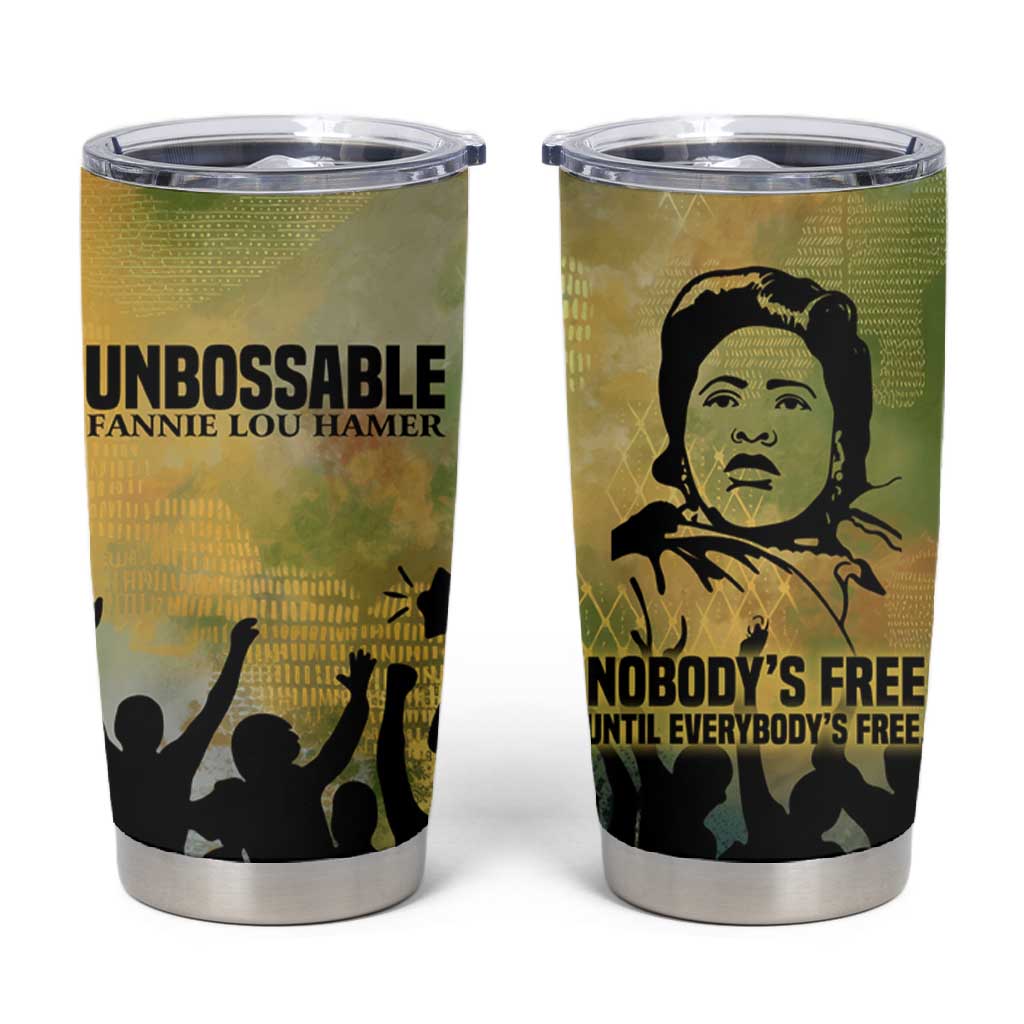 Fannie Lou Hamer Tumbler Cup Unbossable Quote Design Protest Silhouettes and Voting Rights Tribute - African Pride