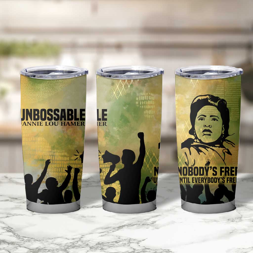 Fannie Lou Hamer Tumbler Cup Unbossable Quote Design Protest Silhouettes and Voting Rights Tribute - African Pride