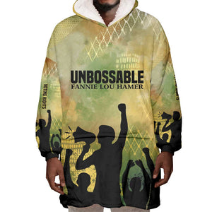 Fannie Lou Hamer Wearable Blanket Hoodie Unbossable Quote Design Protest Silhouettes and Voting Rights Tribute - African Pride