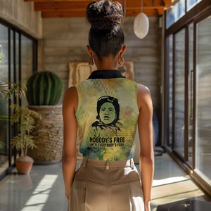 Fannie Lou Hamer Women Sleeveless Polo Shirt Unbossable Quote Design Protest Silhouettes and Voting Rights Tribute - African Pride