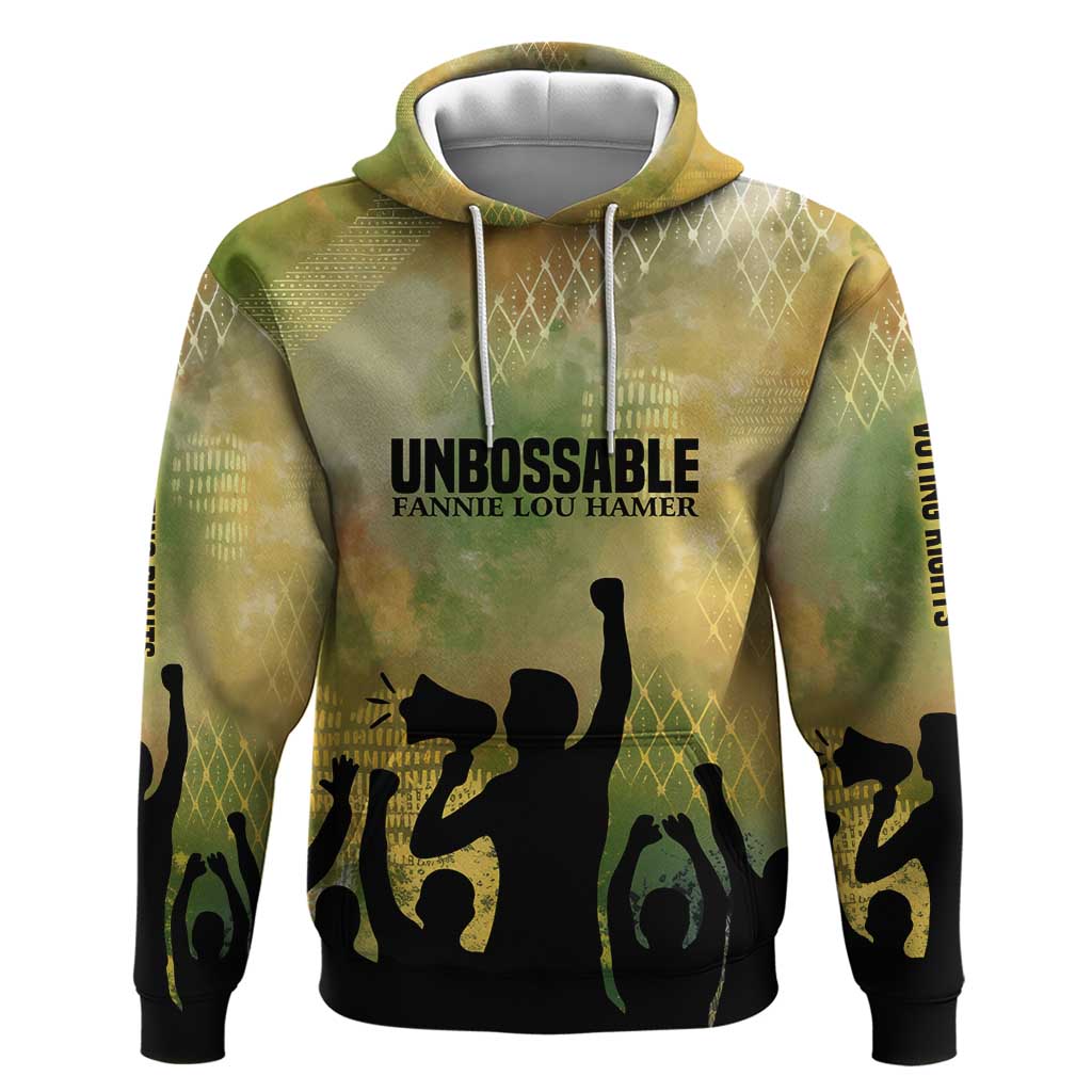 Fannie Lou Hamer Zip Hoodie Unbossable Quote Design Protest Silhouettes and Voting Rights Tribute - African Pride