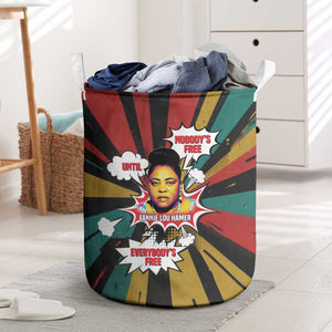 Fannie Lou Hamer Laundry Basket with Pop Art Comic Style Design Bold Quote and Civil Rights Tribute - African Pride