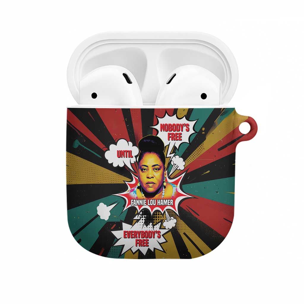 Fannie Lou Hamer AirPods Case with Pop Art Comic Style Design Bold Quote and Civil Rights Tribute - African Pride