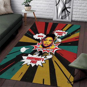 Fannie Lou Hamer Area Rug with Pop Art Comic Style Design Bold Quote and Civil Rights Tribute - African Pride