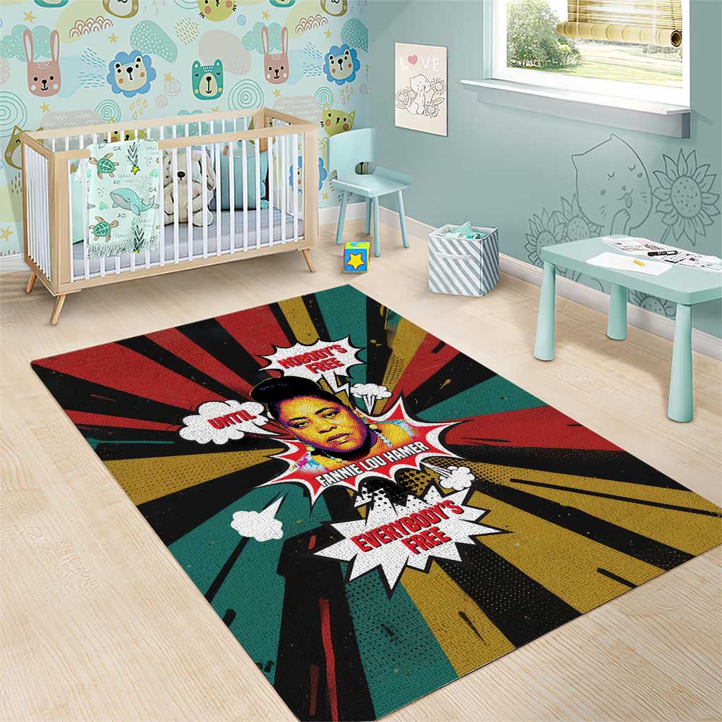 Fannie Lou Hamer Area Rug with Pop Art Comic Style Design Bold Quote and Civil Rights Tribute - African Pride