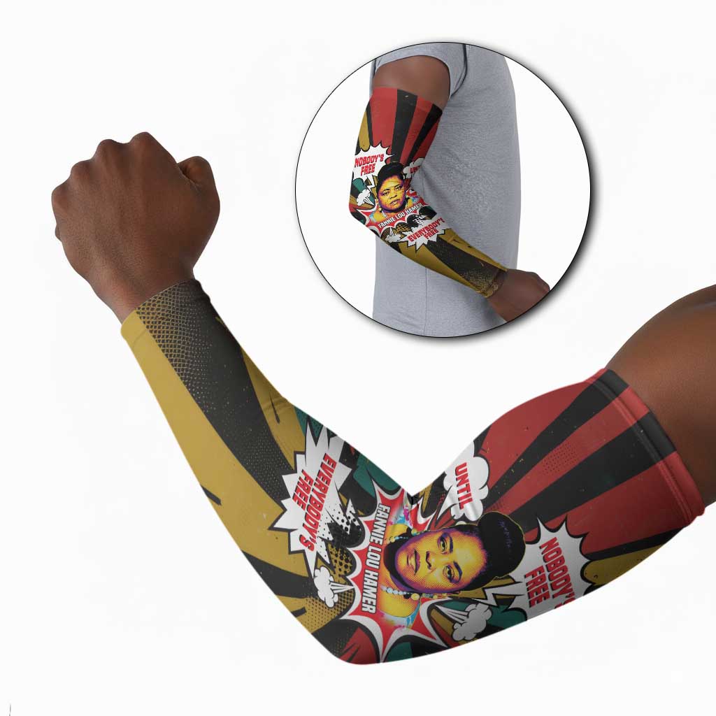Fannie Lou Hamer Arm Sleeves with Pop Art Comic Style Design Bold Quote and Civil Rights Tribute - African Pride