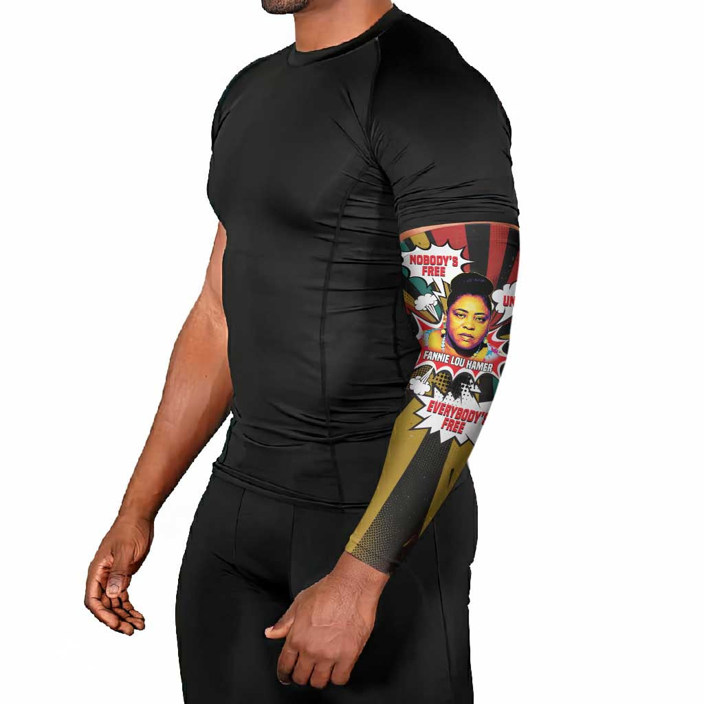 Fannie Lou Hamer Arm Sleeves with Pop Art Comic Style Design Bold Quote and Civil Rights Tribute - African Pride