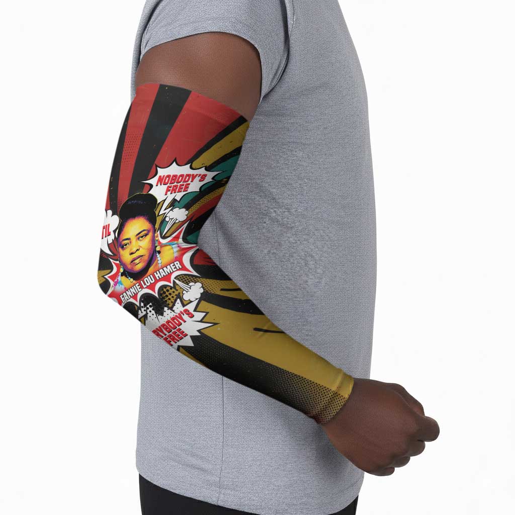 Fannie Lou Hamer Arm Sleeves with Pop Art Comic Style Design Bold Quote and Civil Rights Tribute - African Pride