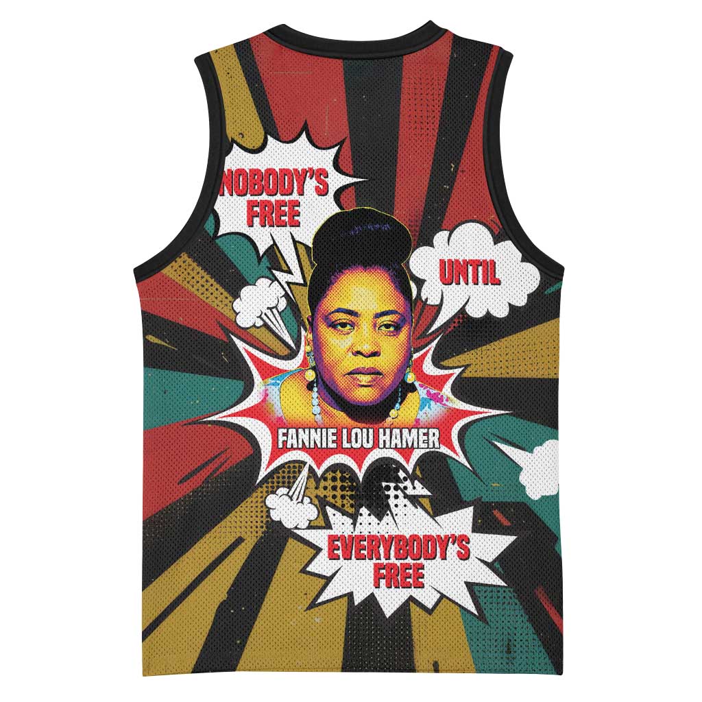 Fannie Lou Hamer Basketball Jersey with Pop Art Comic Style Design Bold Quote and Civil Rights Tribute - African Pride