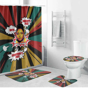 Fannie Lou Hamer Bathroom Set with Pop Art Comic Style Design Bold Quote and Civil Rights Tribute - African Pride