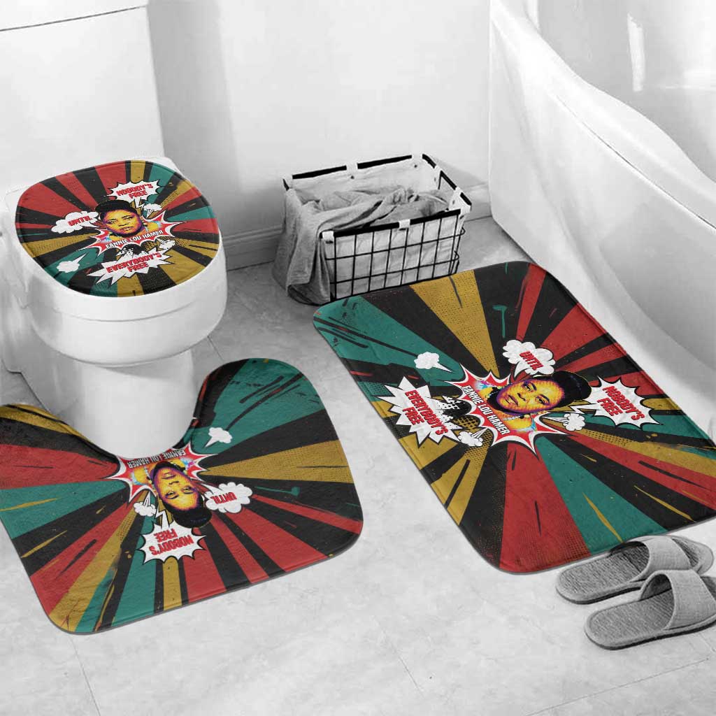 Fannie Lou Hamer Bathroom Set with Pop Art Comic Style Design Bold Quote and Civil Rights Tribute - African Pride
