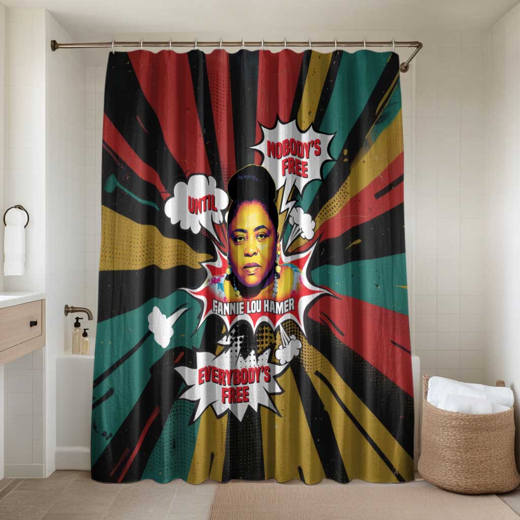 Fannie Lou Hamer Bathroom Set with Pop Art Comic Style Design Bold Quote and Civil Rights Tribute - African Pride