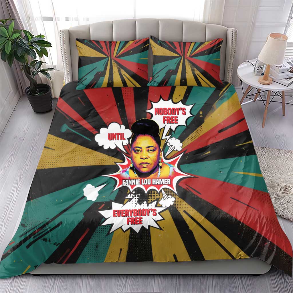 Fannie Lou Hamer Bedding Set with Pop Art Comic Style Design Bold Quote and Civil Rights Tribute - African Pride