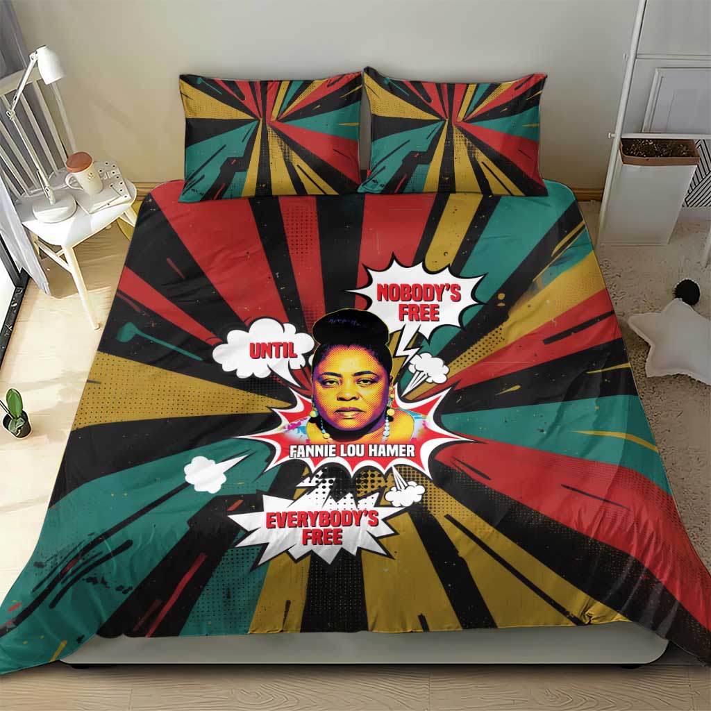 Fannie Lou Hamer Bedding Set with Pop Art Comic Style Design Bold Quote and Civil Rights Tribute - African Pride
