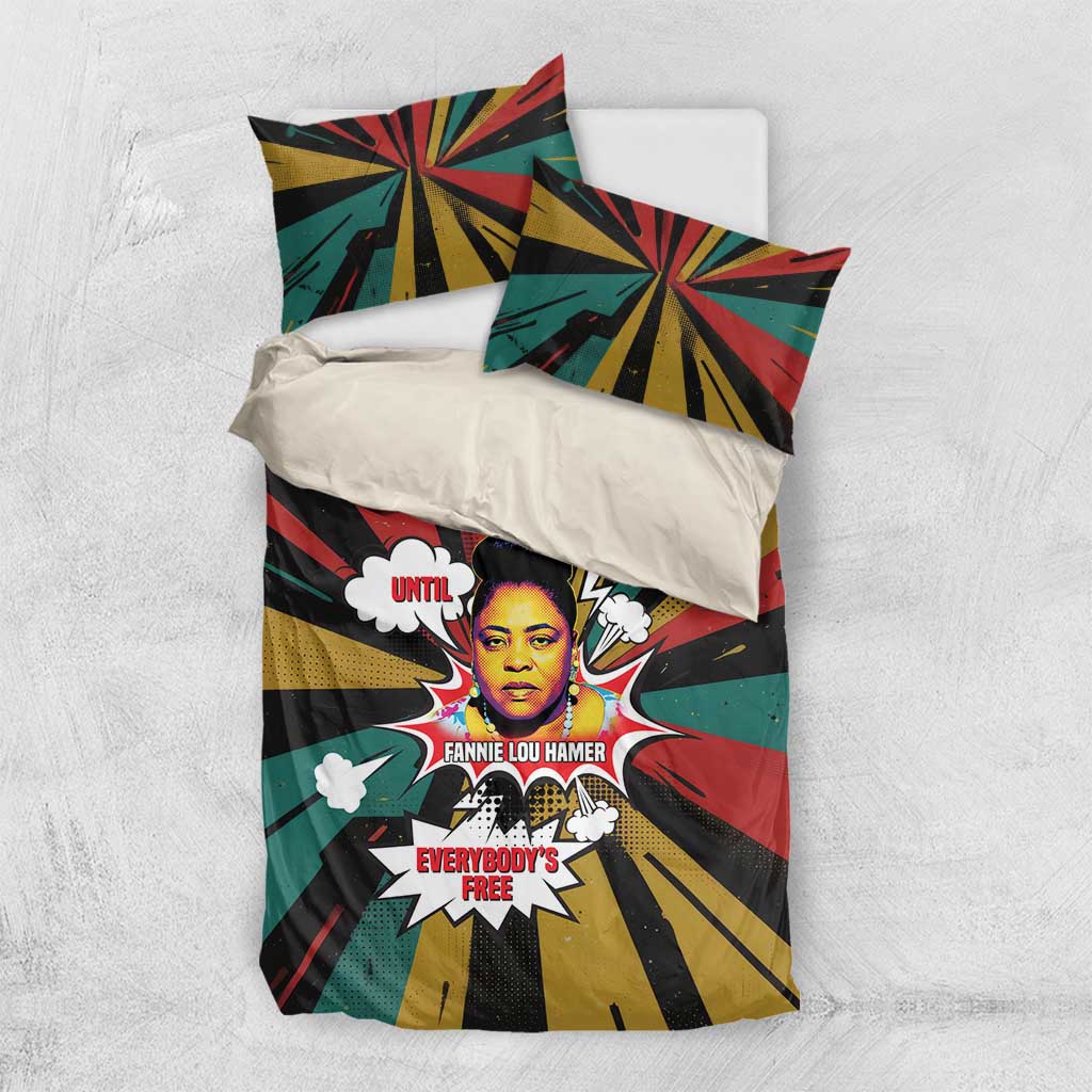 Fannie Lou Hamer Bedding Set with Pop Art Comic Style Design Bold Quote and Civil Rights Tribute - African Pride