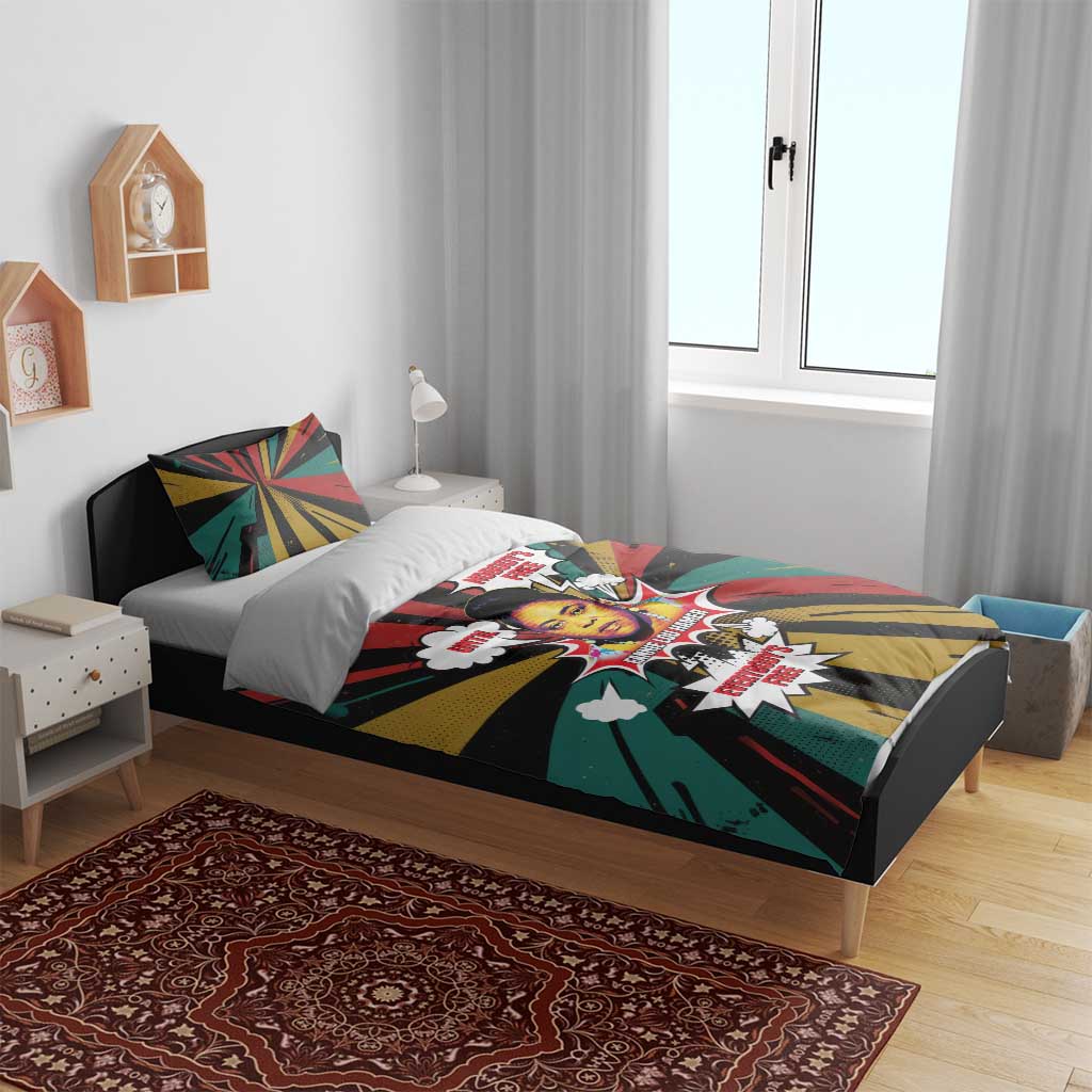 Fannie Lou Hamer Bedding Set with Pop Art Comic Style Design Bold Quote and Civil Rights Tribute - African Pride