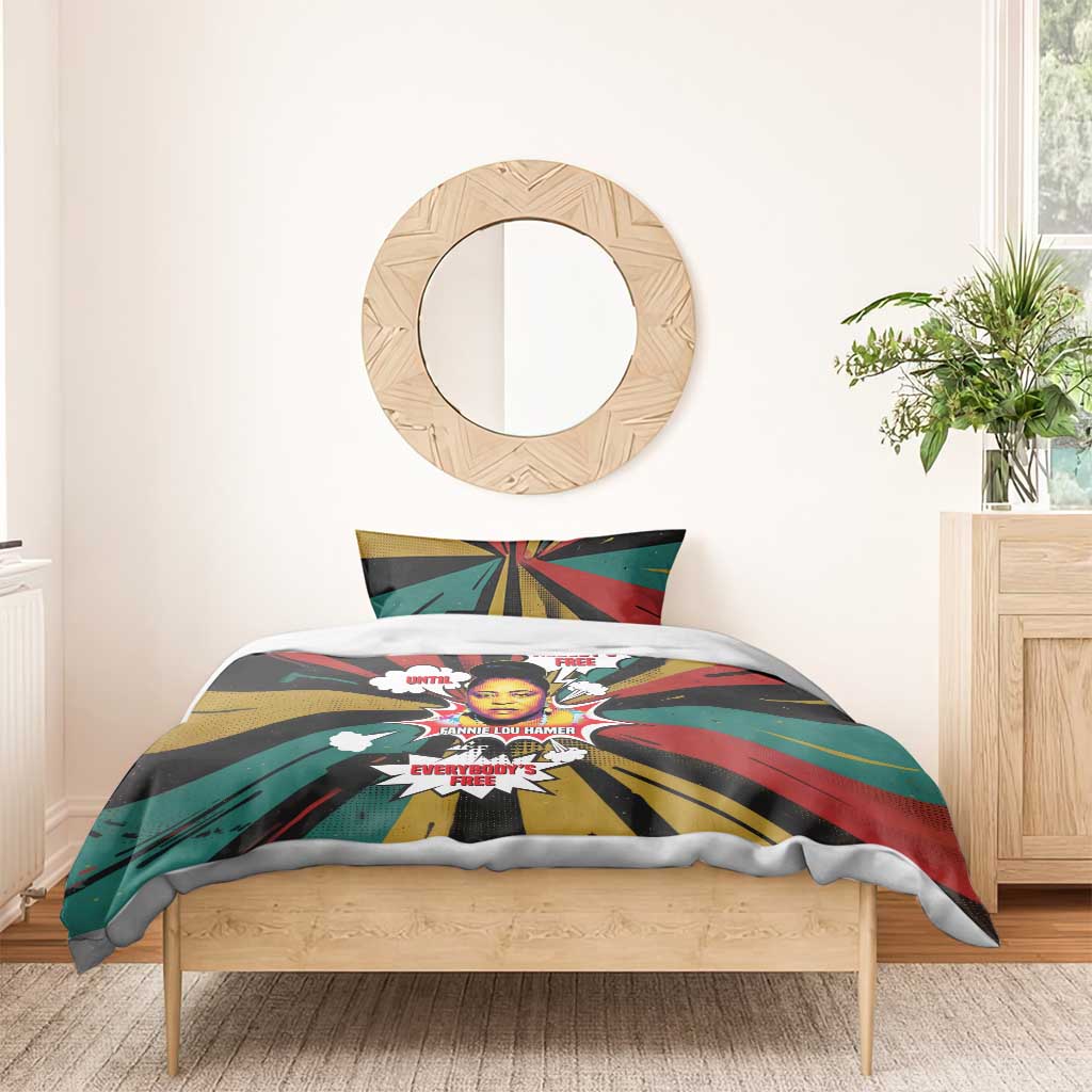 Fannie Lou Hamer Bedding Set with Pop Art Comic Style Design Bold Quote and Civil Rights Tribute - African Pride
