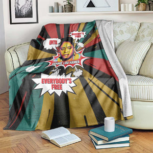 Fannie Lou Hamer Blanket with Pop Art Comic Style Design Bold Quote and Civil Rights Tribute - African Pride