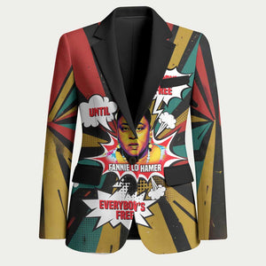 Fannie Lou Hamer Blazer with Pop Art Comic Style Design Bold Quote and Civil Rights Tribute - African Pride