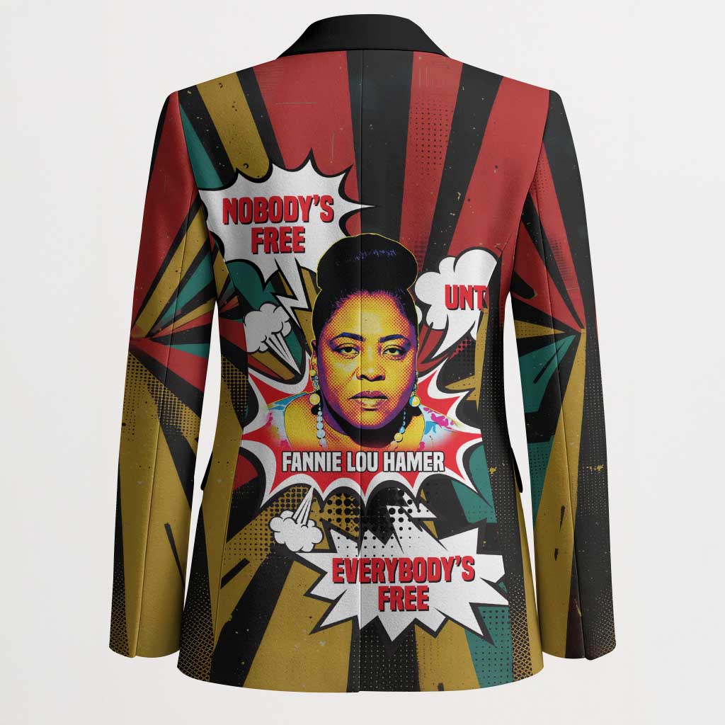 Fannie Lou Hamer Blazer with Pop Art Comic Style Design Bold Quote and Civil Rights Tribute - African Pride