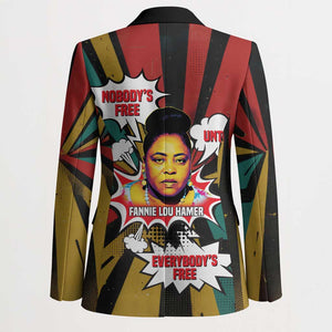 Fannie Lou Hamer Blazer with Pop Art Comic Style Design Bold Quote and Civil Rights Tribute - African Pride