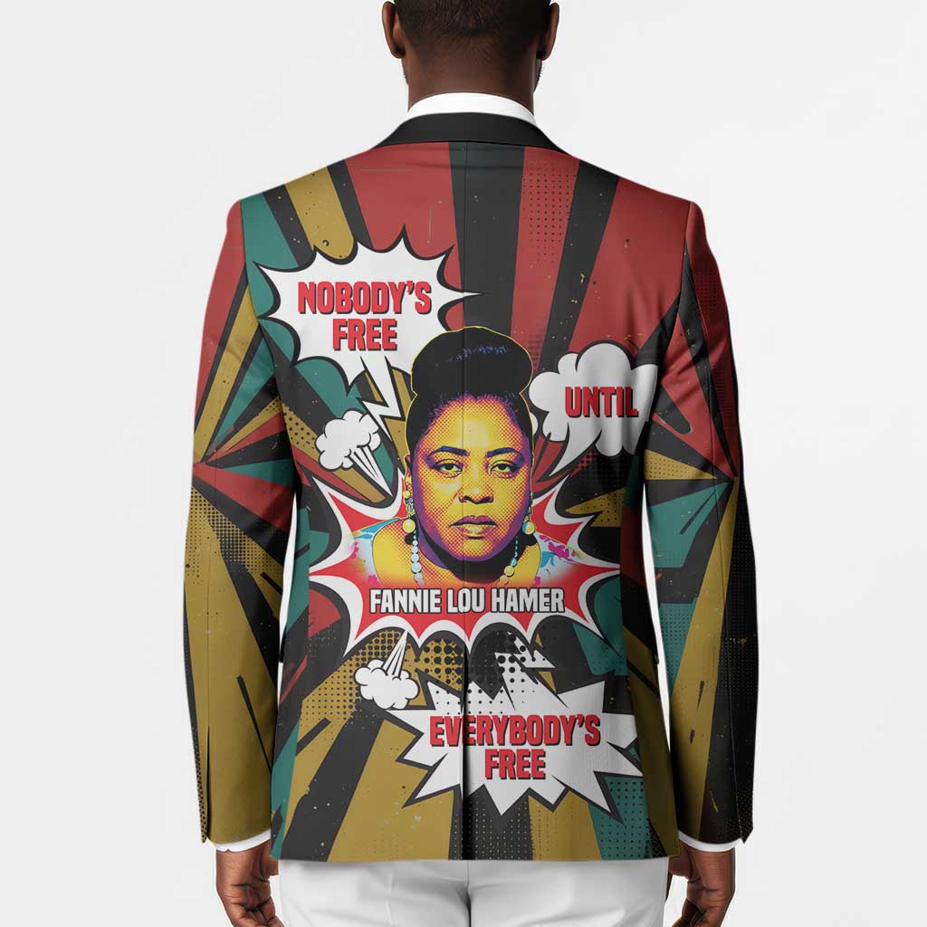 Fannie Lou Hamer Blazer with Pop Art Comic Style Design Bold Quote and Civil Rights Tribute - African Pride