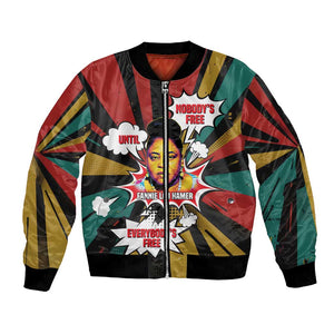 Fannie Lou Hamer Bomber Jacket with Pop Art Comic Style Design Bold Quote and Civil Rights Tribute - African Pride