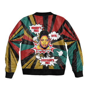 Fannie Lou Hamer Bomber Jacket with Pop Art Comic Style Design Bold Quote and Civil Rights Tribute - African Pride