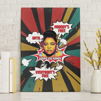 Fannie Lou Hamer Canvas Wall Art with Pop Art Comic Style Design Bold Quote and Civil Rights Tribute - African Pride