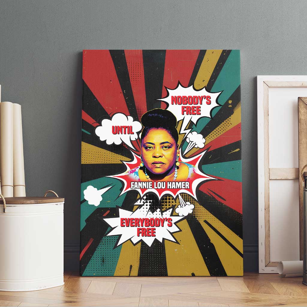 Fannie Lou Hamer Canvas Wall Art with Pop Art Comic Style Design Bold Quote and Civil Rights Tribute - African Pride