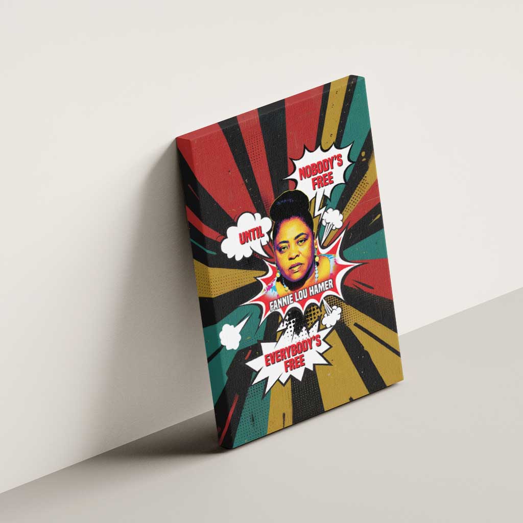 Fannie Lou Hamer Canvas Wall Art with Pop Art Comic Style Design Bold Quote and Civil Rights Tribute - African Pride