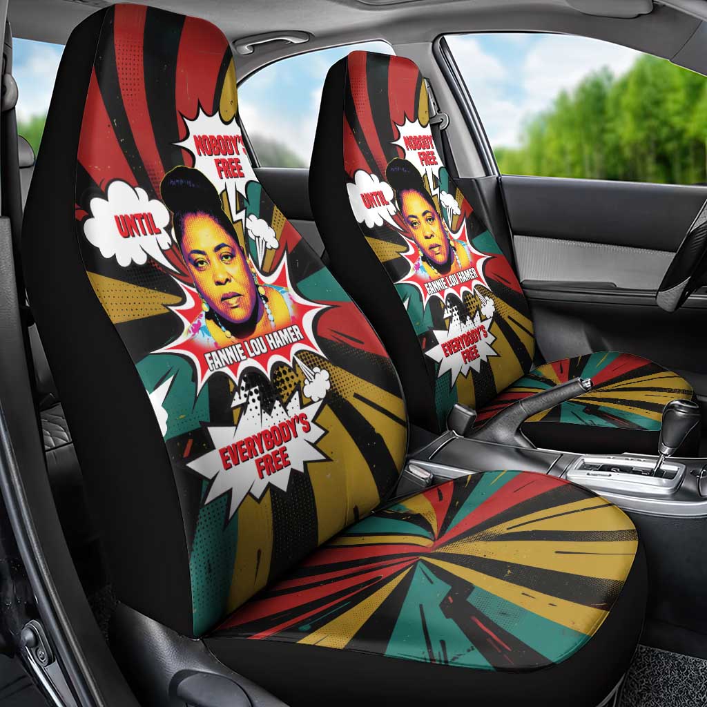 Fannie Lou Hamer Car Seat Cover with Pop Art Comic Style Design Bold Quote and Civil Rights Tribute - African Pride