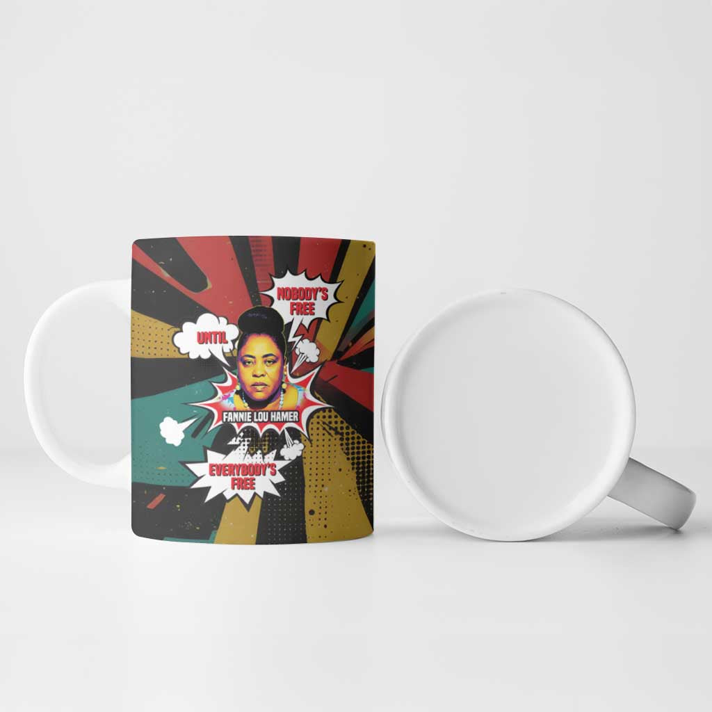 Fannie Lou Hamer Ceramic Mug with Pop Art Comic Style Design Bold Quote and Civil Rights Tribute - African Pride