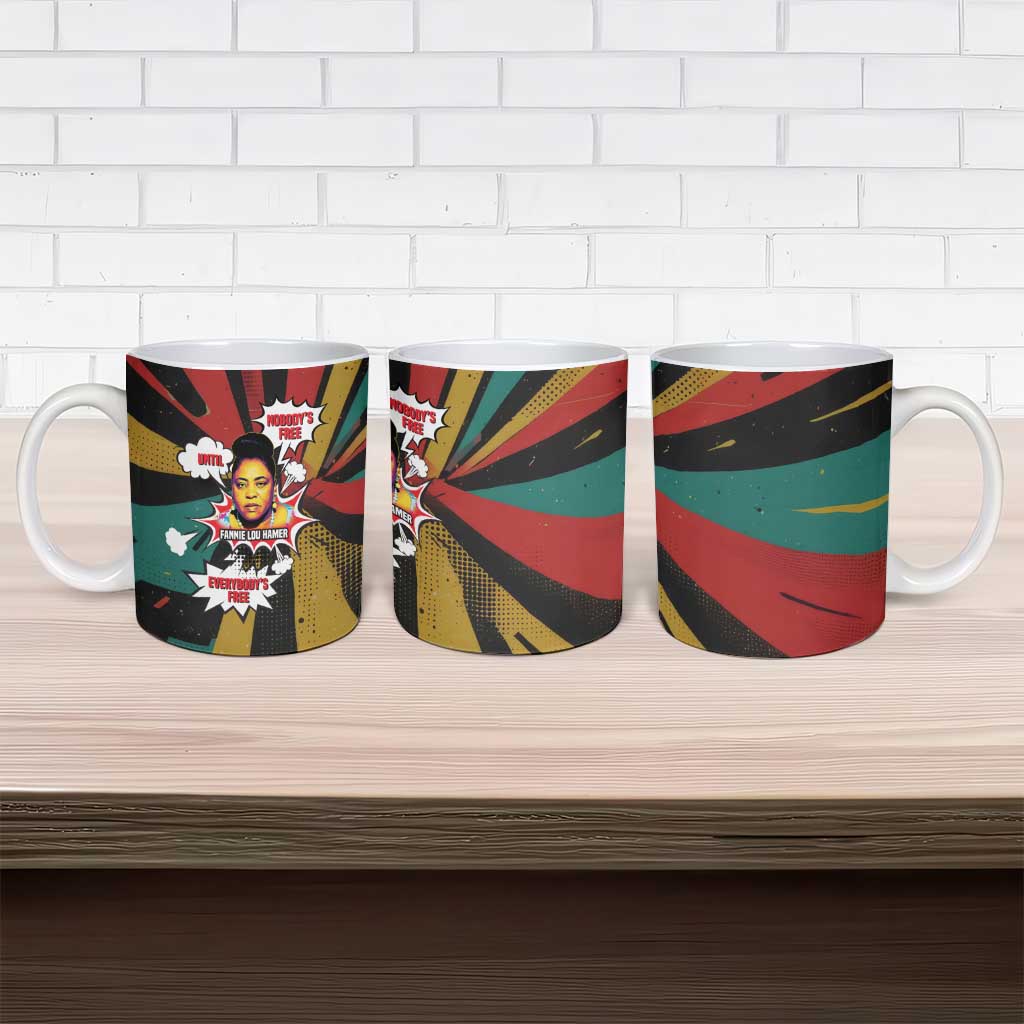 Fannie Lou Hamer Ceramic Mug with Pop Art Comic Style Design Bold Quote and Civil Rights Tribute - African Pride