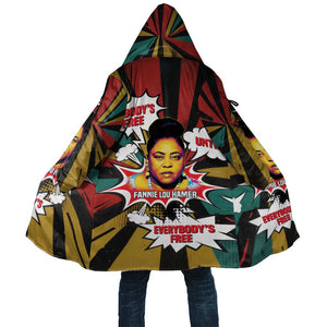 Fannie Lou Hamer Cloak with Pop Art Comic Style Design Bold Quote and Civil Rights Tribute - African Pride