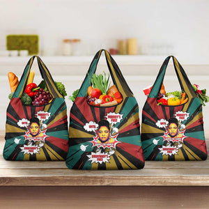 Fannie Lou Hamer Grocery Bag with Pop Art Comic Style Design Bold Quote and Civil Rights Tribute - African Pride